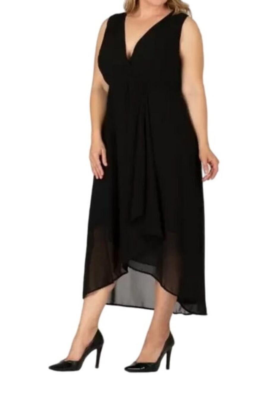 Standards & Practices dress Eliza sleeveless high low maxi black size 1X
